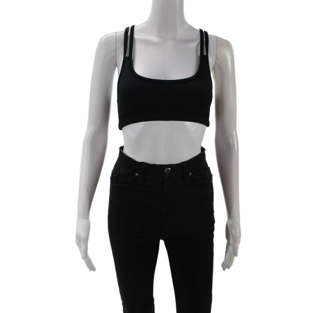 Sweaty Betty Womens Crossed Double Strap Detail  Sports Bra Solid Black Size XS